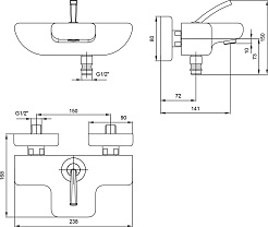 E.C.A. Смеситель для ванны Novita 102102447 хром – фотография-2